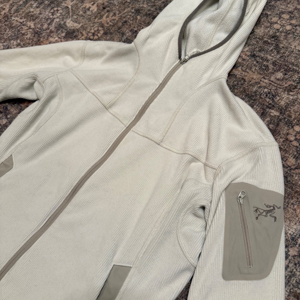 Arcteryx Polartec Fleece Hoodie Cream White Vintage Full Zip Jacket Womens Large